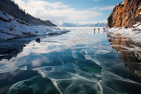 冰封湖泊背景图片