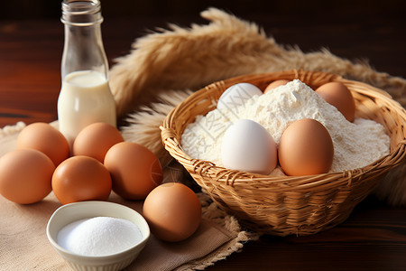 鸡蛋和面粉背景图片