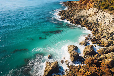 海边岩石与岛屿背景图片