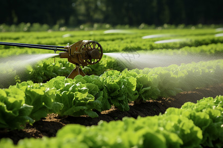 田间的自动灌溉设备高清图片