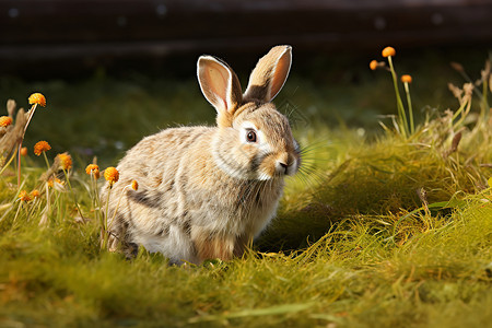 可爱的兔子享受午后时光背景图片