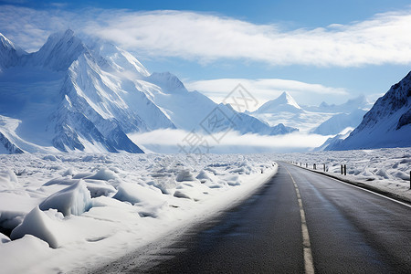 冰雪中的旅程背景图片