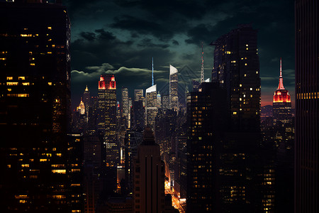 夜幕下的现代城市背景图片