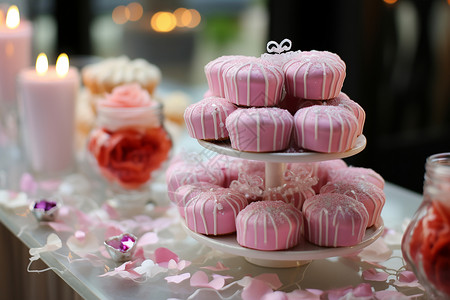 粉色甜品的盛宴背景图片