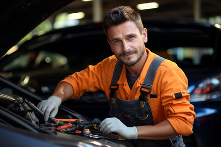 专业维修汽车的技术工人背景图片