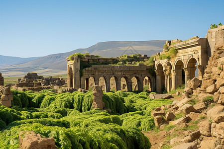 历史悠久的摩洛哥古城废墟背景图片