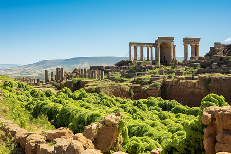 荒凉中宏伟的摩洛哥古城废墟背景