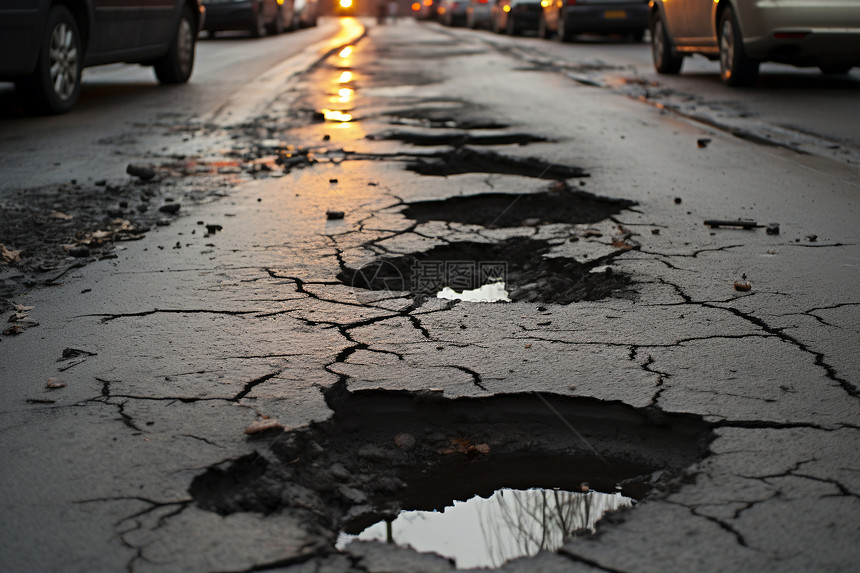 坑洼不平的道路图片