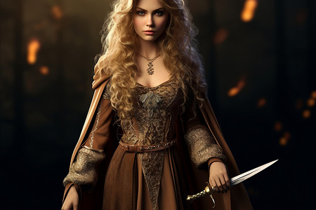中世纪穿搭的女子背景图片