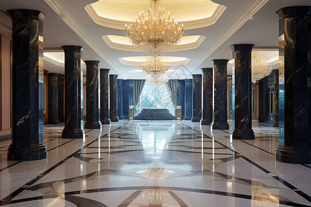 华丽大厅酒店大厅中的灯具背景