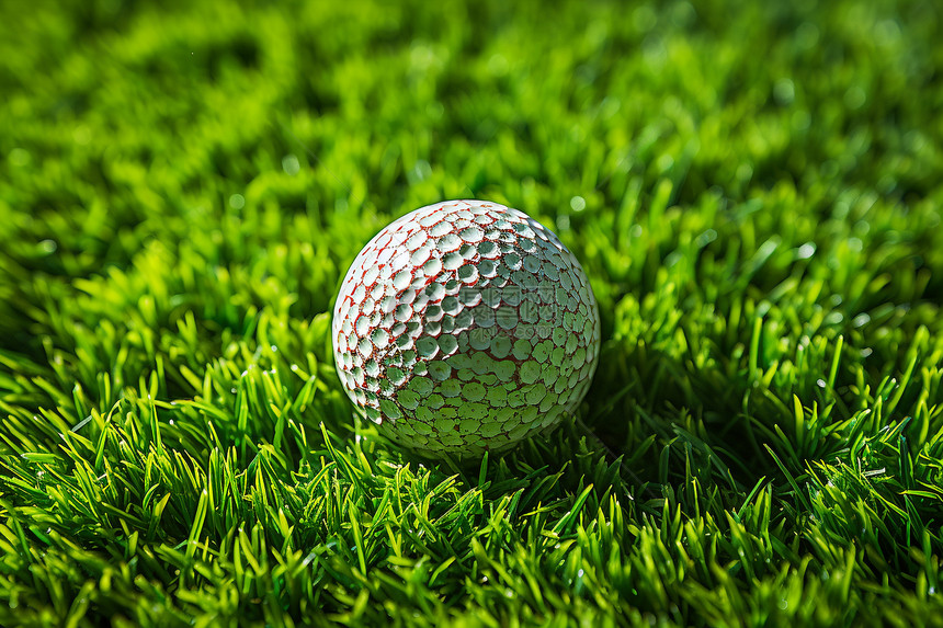 绿草中的高尔夫球图片