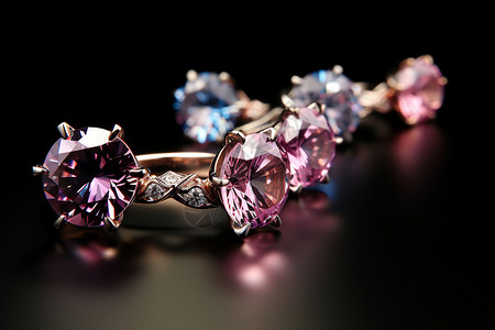 时尚的粉色钻石戒指背景图片