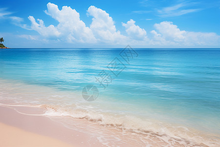 蓝天白云下的沙滩背景图片