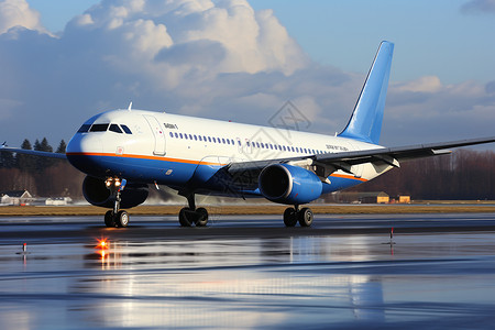 航空公司素材天空背景下一架民航客机背景