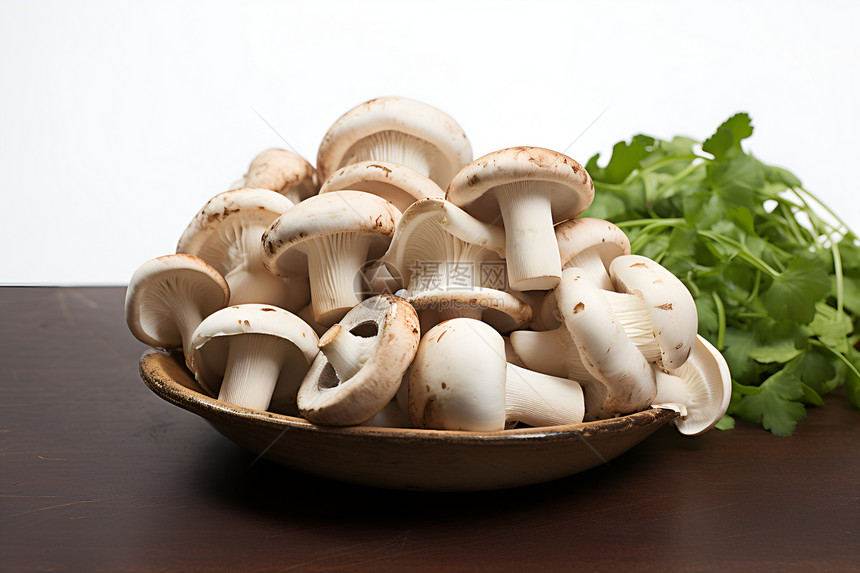 餐盘中的蘑菇食材图片