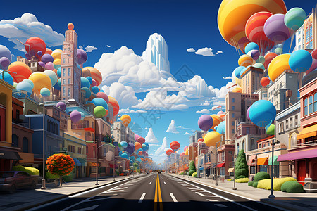 缤纷色彩的城市艺术插图背景图片