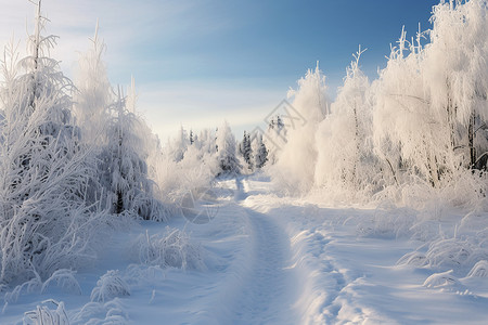 银装素裹的冬日森林背景图片