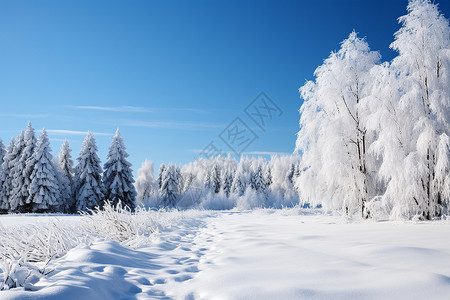 冬日云杉冬日漫步雪地背景