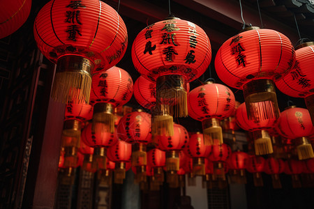 民族文化的红色灯笼背景图片