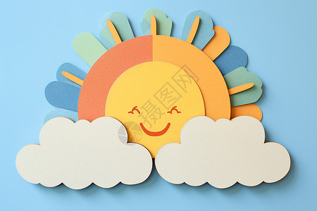 可爱天气天气晴朗下的手工太阳插画