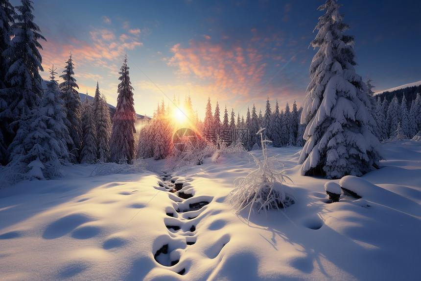 美丽的冬天雪景图片