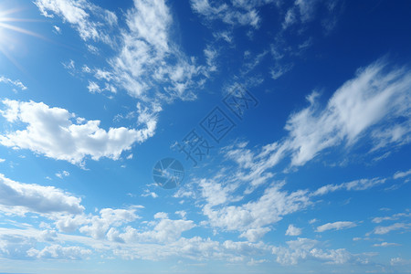 晴空万里素材朗朗蓝天白云飘飘的美丽景观背景