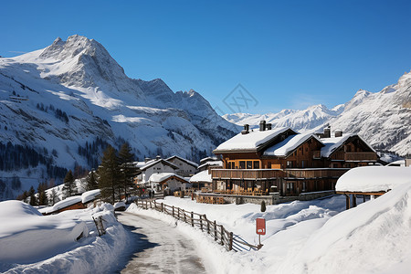 山中雪景的美丽景观背景