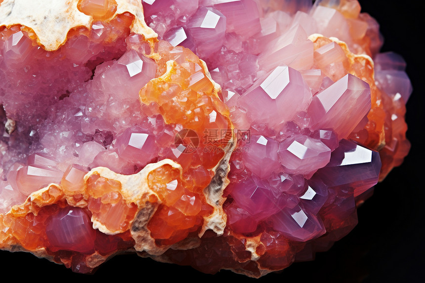 粉红色的水晶矿石图片