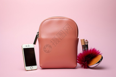 化妆品科技时尚的包包和手机背景