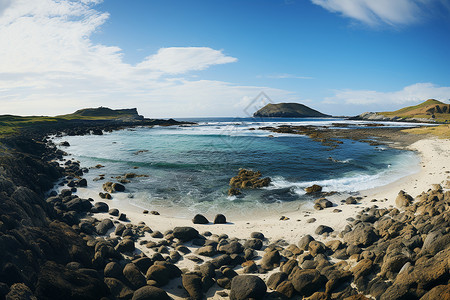海岸上的岩石背景图片