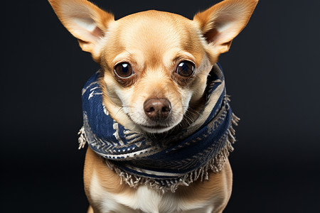 一只戴着围巾的小狗头背景图片