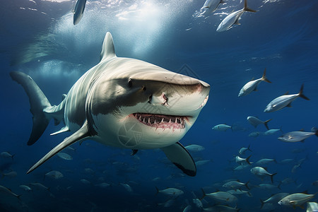 潜入深海的鲨鱼背景图片