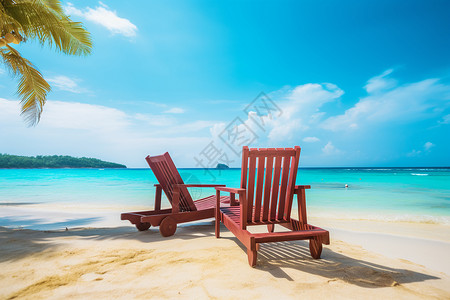 沙滩上的椅子背景图片