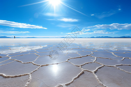 白色天空白色盐湖上天空背景