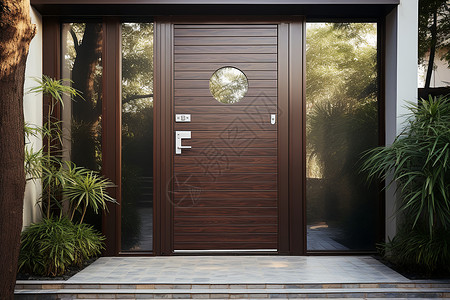家安全现代风格下的木门背景