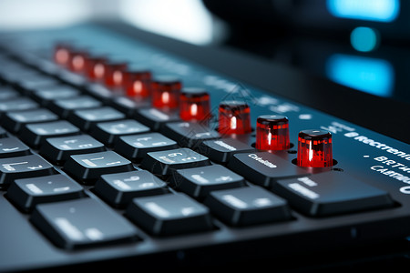 互联网搜索引擎红光闪耀的键盘背景