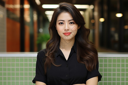 自信微笑的亚洲女性背景图片