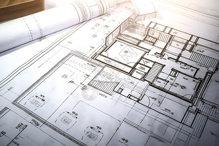 蓝图规划建筑工地的装修图纸背景