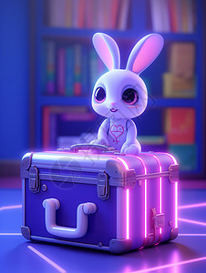 行李箱上的卡通小兔子背景图片