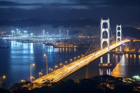 夜晚的大桥建筑背景图片
