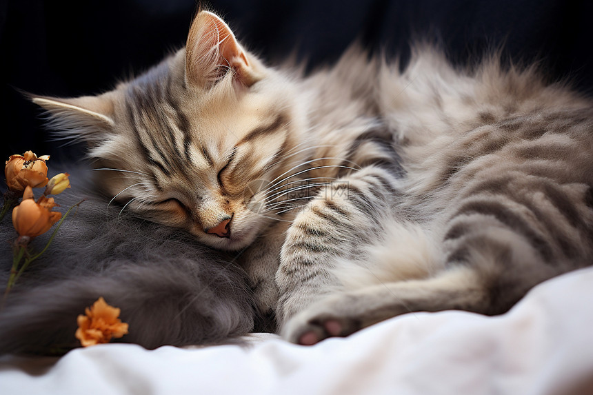 睡觉的宠物猫咪图片