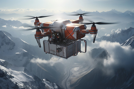 山脉上的无人机背景图片