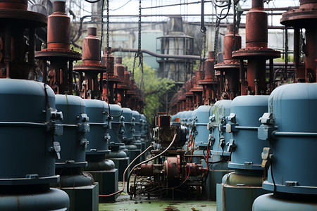 工厂的管道和电线背景图片