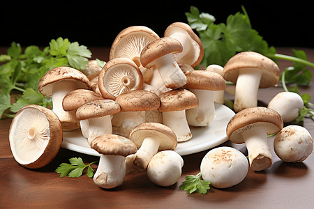 美味香菇白色菌物高清图片