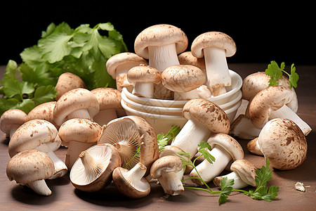 新鲜的香菇美味菌物高清图片