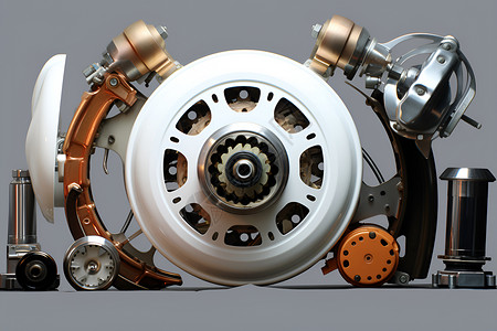 机械之美的汽车轮毂背景图片