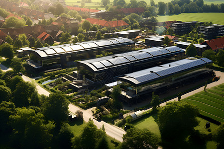 绿色能源的未来派工厂设计图片