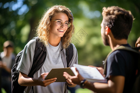 大学校园中的大学生背景图片