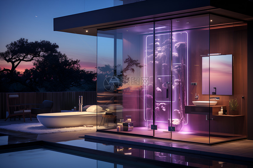 紫色智能浴室图片