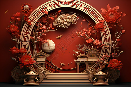 新年舞台素材中国新年舞台墙饰背景
